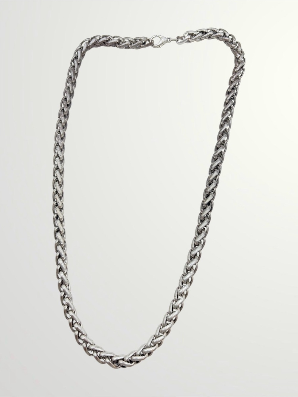 Silver Tone Wheat-Style Chain Necklace